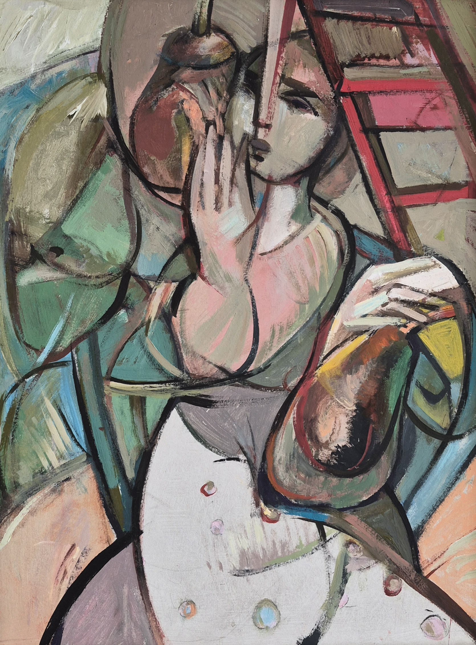 Is ciklo - Tapsmo geneze. Jaunyste, kartonas, akrilas, 79x60 cm, 2026 m.